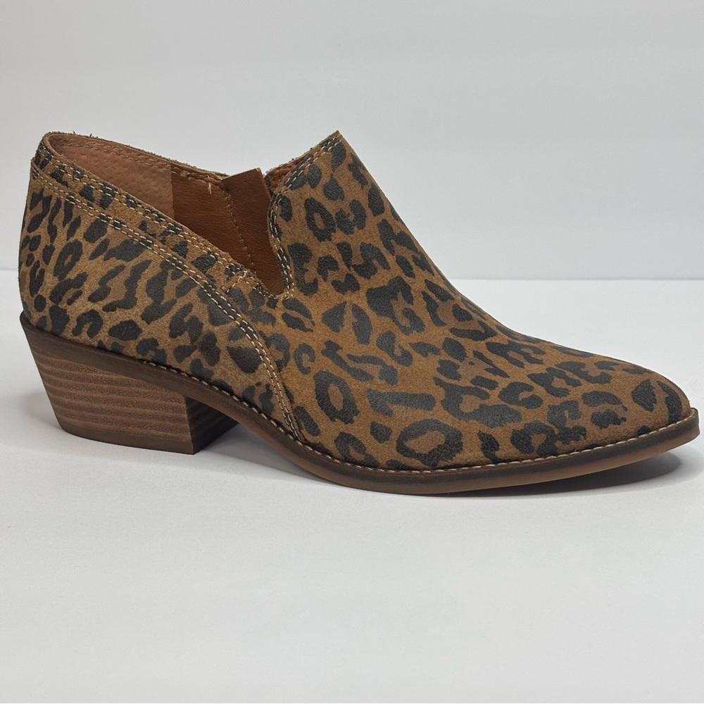 Lucky Brand Women's Leopard Print Fanky Ankle Boots side zip 9 M - Picture 4 of 14